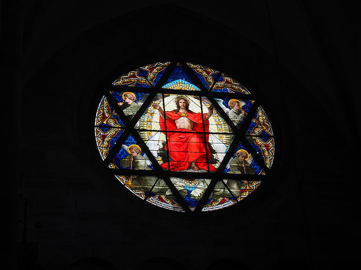 christ window, window, stained glass, christ, basel cathedral, münster, basel