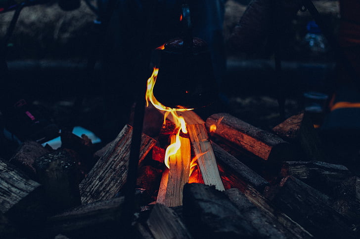 снимка, пламък, през нощта, Bonfire, огън, пламъци, дървен материал