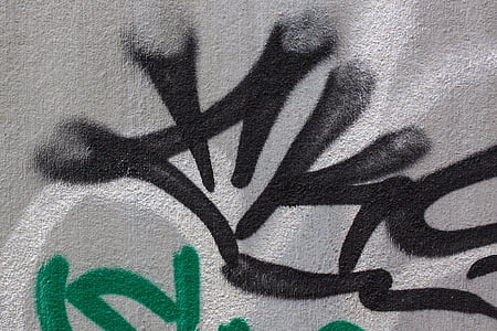 Graffiti, väggen, grunge, staden, hem, murverk, fasad