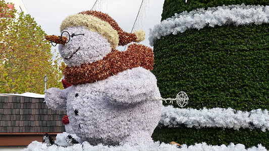 άνθρωπος χιόνι, διακόσμηση, Χριστούγεννα, κόκκινο καπάκι, Χριστούγεννα του χρόνου