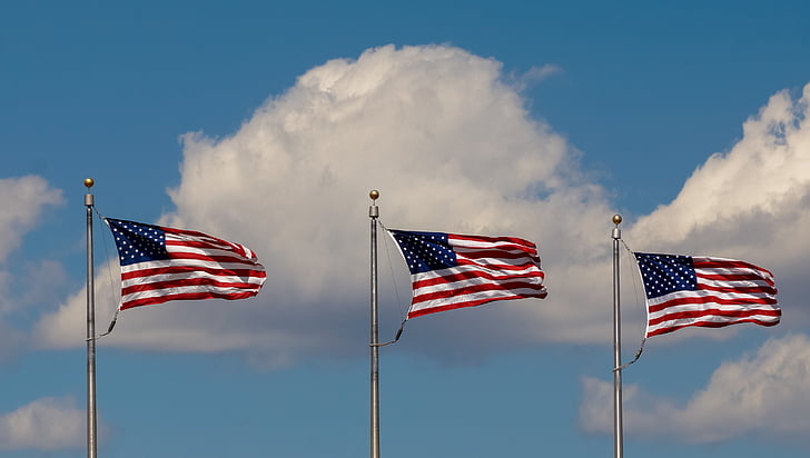Ameryka, Flaga, nas, wiatr, kolory, amerykański, kolory