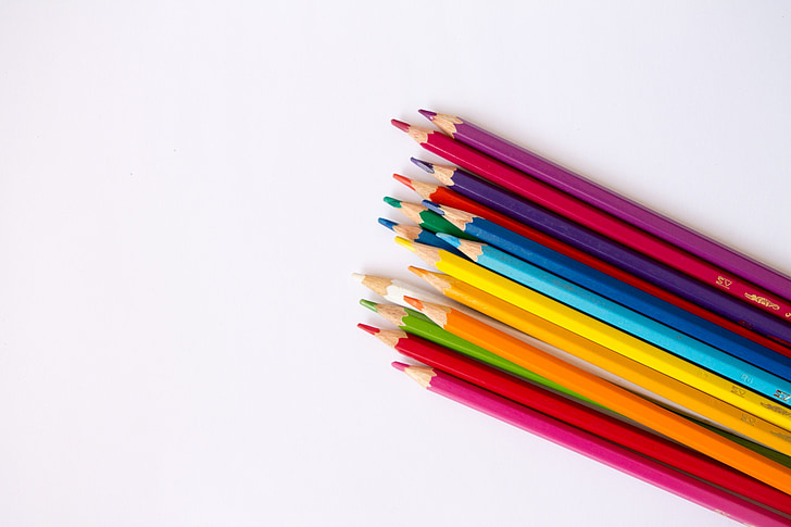 color, llapis de color, disseny, creatiu, decoració, verd, groc