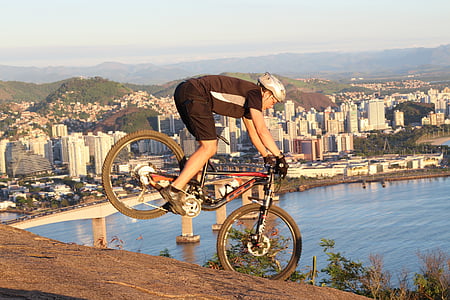 Enduro, MTB, bicicleta de montaña, puesta de sol, bicicleta, piloto, Playa