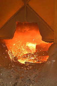 fábrica de aço, trabalhador, fundição, metal, derretido, quente, indústria