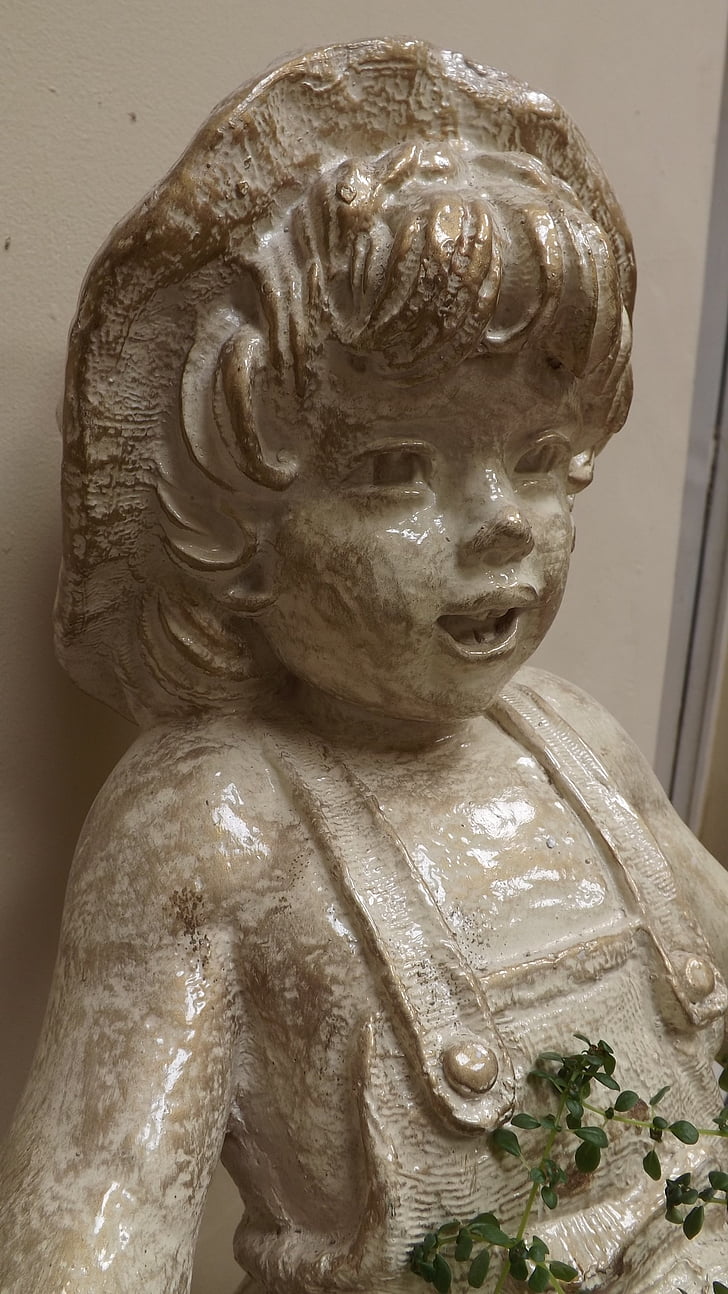 Figuur, stenen figuur, engel, mensen, beeldhouwkunst, kind, meisje