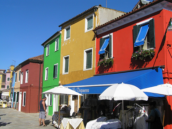 Burano, Italie, architecture, façades