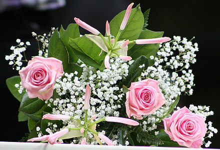 buket Pengantin, mawar, Pengantin kerudung, bunga, putih, Romance, karangan bunga