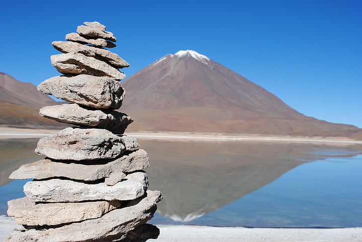 groene lagune, Bolivia, Altiplano, Andes, reizen