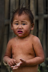 dítě, bývalý, portrét, život, Vietnam, ha giang, dítě