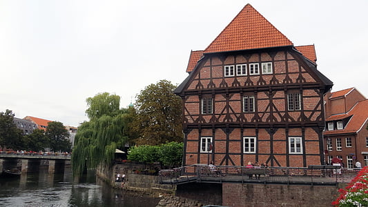 Lüneburg, edifício, fachada, joia, arquitetura, cidade velha, treliça