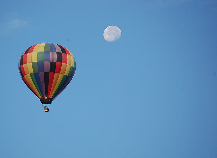 บอลลูนอากาศร้อน, ดวงจันทร์, ท้องฟ้า, ท่องเที่ยว, ขนส่ง, กิจกรรมกลางแจ้ง, บิน