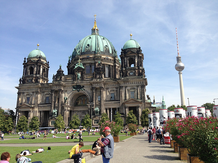 Berlīne, baznīca, arhitektūra, kapitāls, ēka, tūristu piesaistei, debesis