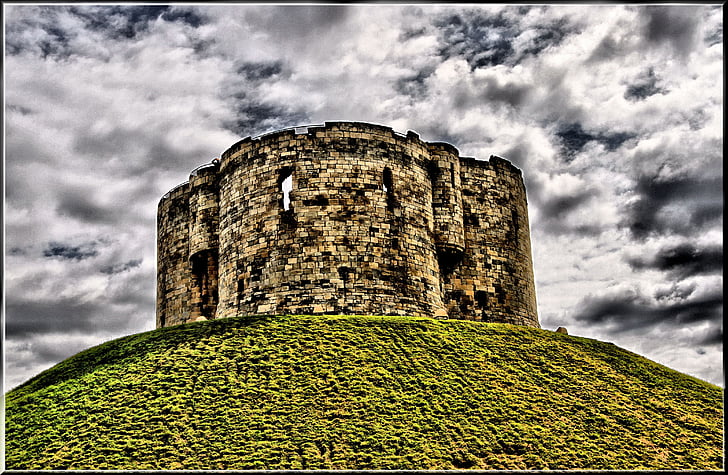 Cliffords, bokštas, Jorkas, Anglijoje, istorinis, orientyras, Jorkšyras