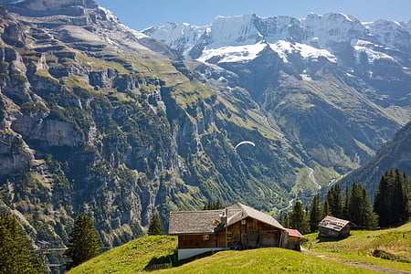 Swiss, Alpen, pemandangan, Gunung, Swiss, Eropa, Kolam