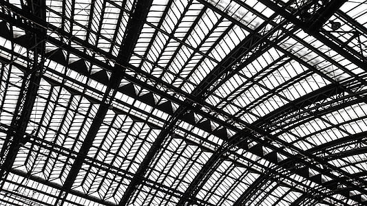 architecture, roof, steel construction, structures, steel beams, industry, hall