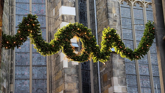 jul, dekoration, Festival, grøn, lys, City