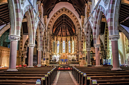 church, interior, pew, worship, absence, christian, bench