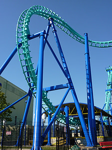 rekreasi, kesenangan, dinamis, Theme park, menyenangkan, gerakan, Rollercoaster