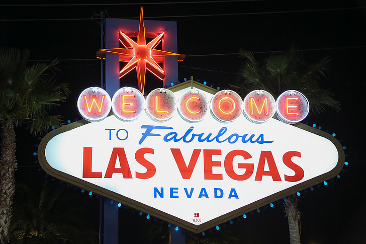 Las vegas, Bienvenue, signe, Nevada, néons, enseigne au néon, lampe-témoin