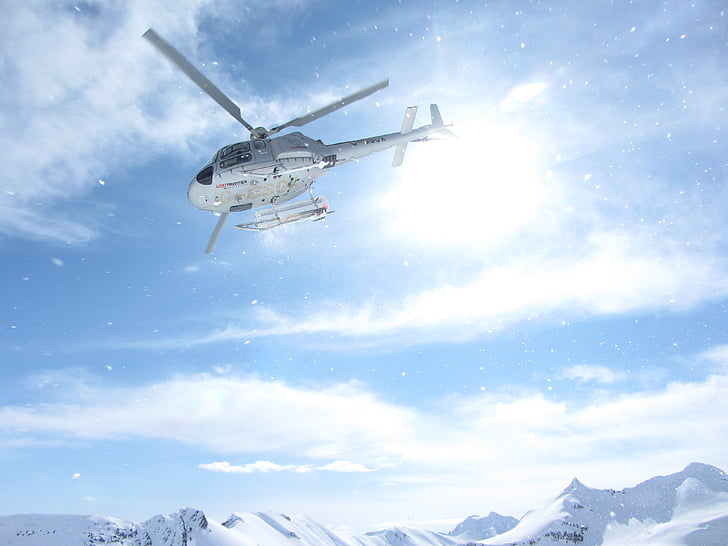 heliskiing heli-ski, alaska Canadá, helicóptero, céu, nuvem - céu, dia, voando