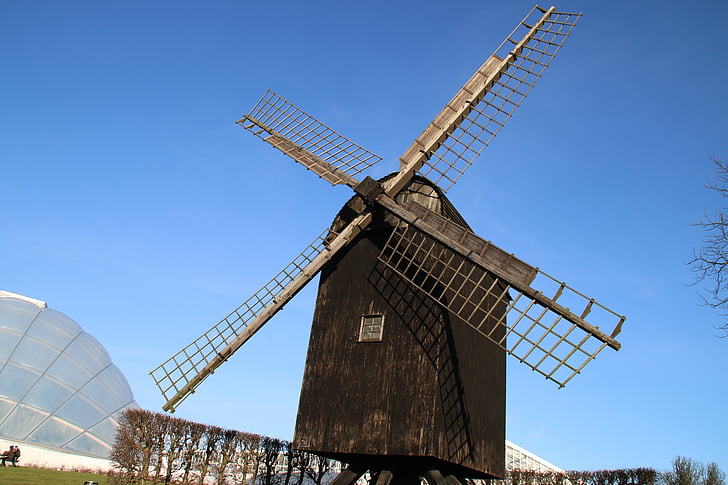 mill, wind turbine, blue