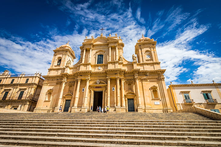 Katedrála, Noto, Sicílie, barokní, kostel, Itálie, Architektura