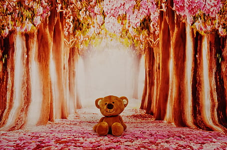 Teddy, hutan, pohon, mainan lunak, boneka binatang, Manis, mainan anak-anak