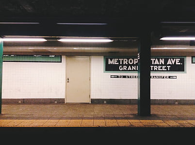 Branco, pintado, parede, metrô, Estação, transporte, NYC