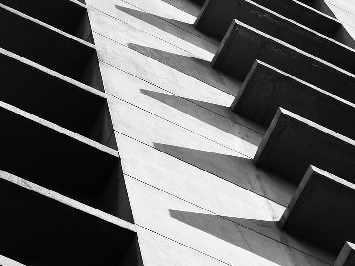 symmetry, wood, planks, architecture, abstract, white, black