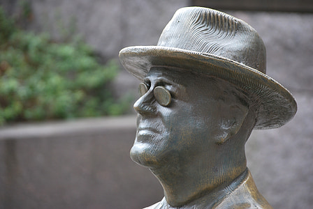 ansikte, Roosevelt, ordförande, staty, brons, Memorial, FDR