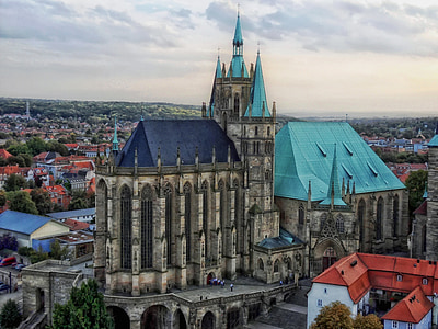 Erfurt, Německo, Katedrála, kostel, město, města, městský