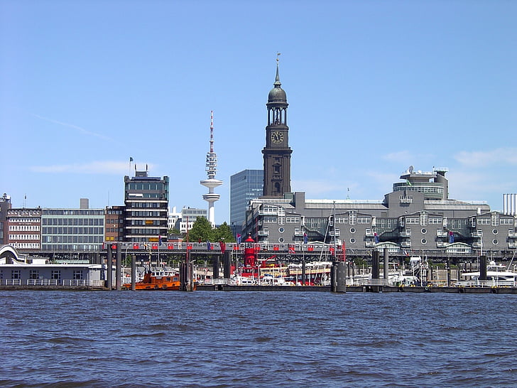 Hamburg, Elbe, grad i luka, vode