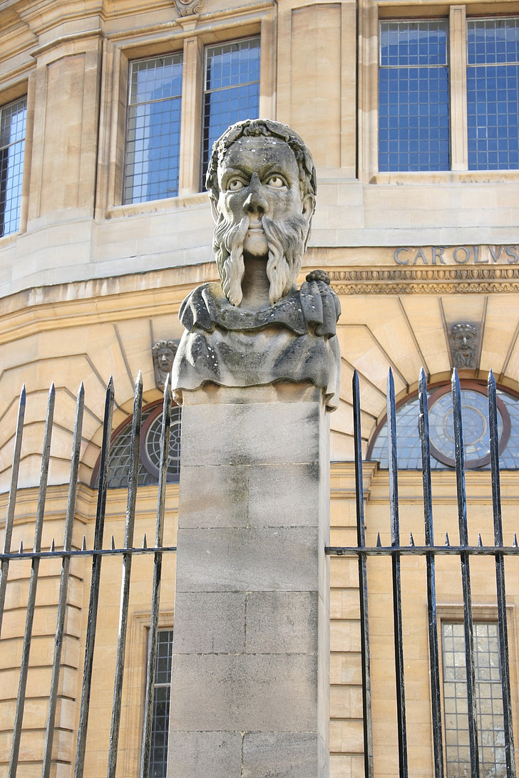 oxford, england, bust, monument, construction, art, statue