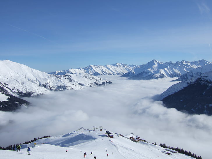 Áustria, montanhas, nuvens, céu, Alpina