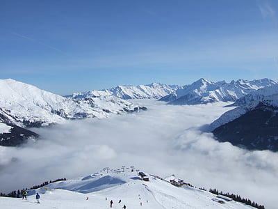Austrija, kalnai, debesys, dangus, Alpių