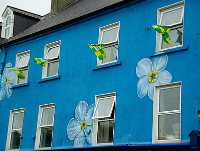 maison, Irlande, Galway, façade, maison peinte