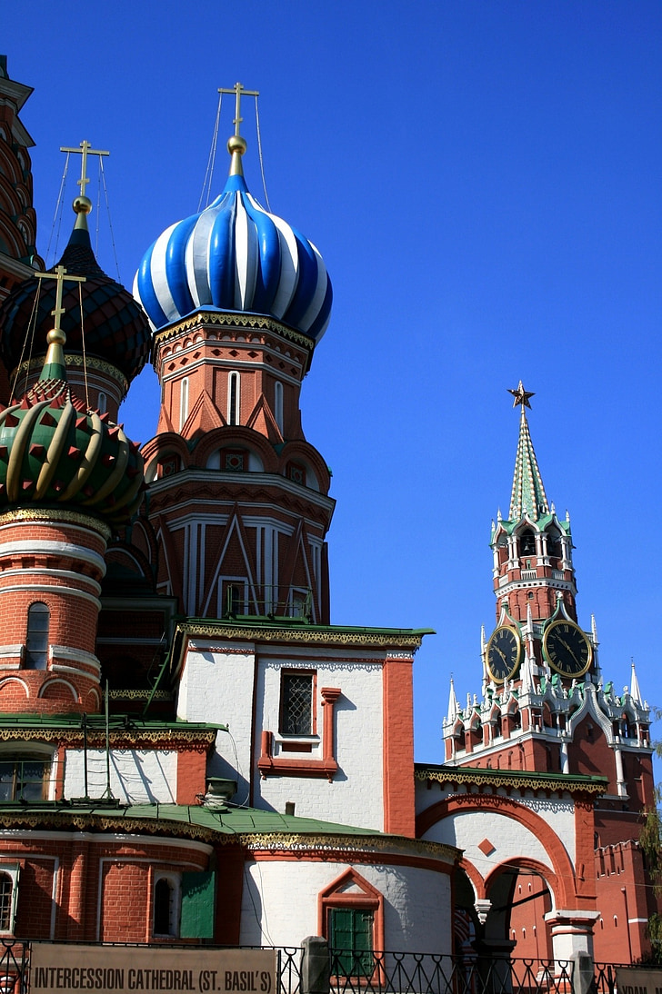 st basil's church, colorful cupolas, patterned domes, cathedral walls, windows, entrances, decorative