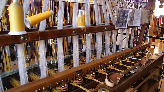 织机, 丝绸, 线轴, 编织, 纺织厂, 织物, 组织