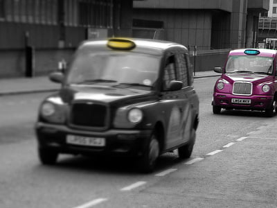 taxi, automatikus, London, utazás