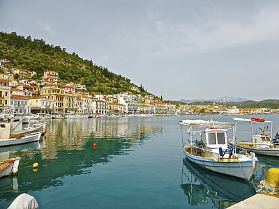kikötő, Port, csónakok, mediterrán, nyugodt, tengerparti, tengeri
