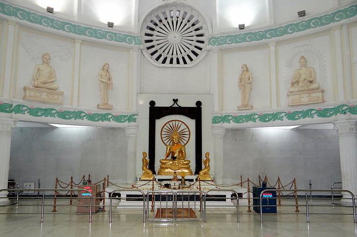 Buda vihar, Gulbarga, estatua de Buda, oro, budismo, religiosa, Karnataka