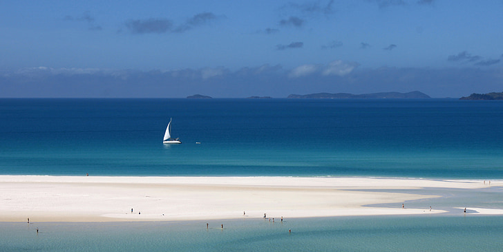 λευκή άμμος, Ανατολική Ακτή, Ειρηνικός Ωκεανός, στη θάλασσα, μπλε, Outlook, greatbarrier ύφαλος
