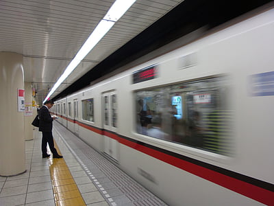 Japan, Tokyo, Tunnelbana, tåg, Vänta, Salaryman, affärsman