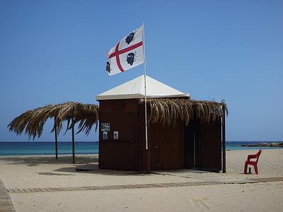 Beach hut, Korzika, Holiday, Beach