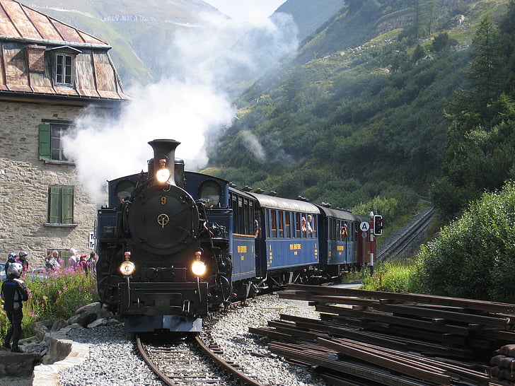 Steam railway, Furka, Schweiz, ånglok, Alpin, Furka pass, DFB