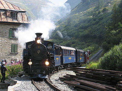 steam railway, furka, switzerland, steam locomotive, alpine, furka pass, dfb