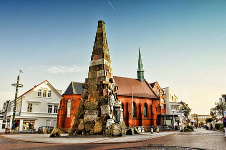 Norderney, Vācija, vasaras, salas, ainava, baznīca, arhitektūra