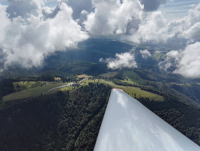 kandel, from the glider, black forest, forest, landscape, clouds, trees
