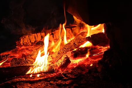 hamu, máglya, égő, megégett, tábortűz, közeli kép:, tűz