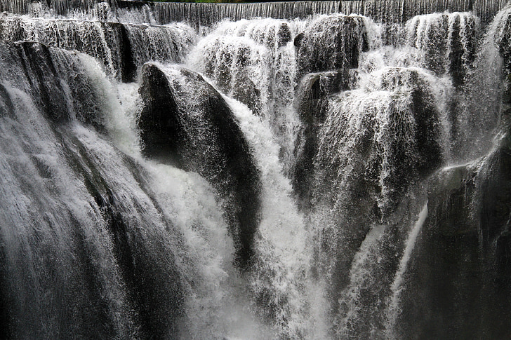 falls, water flow, rushing, pentium, brook, mountain, rock
